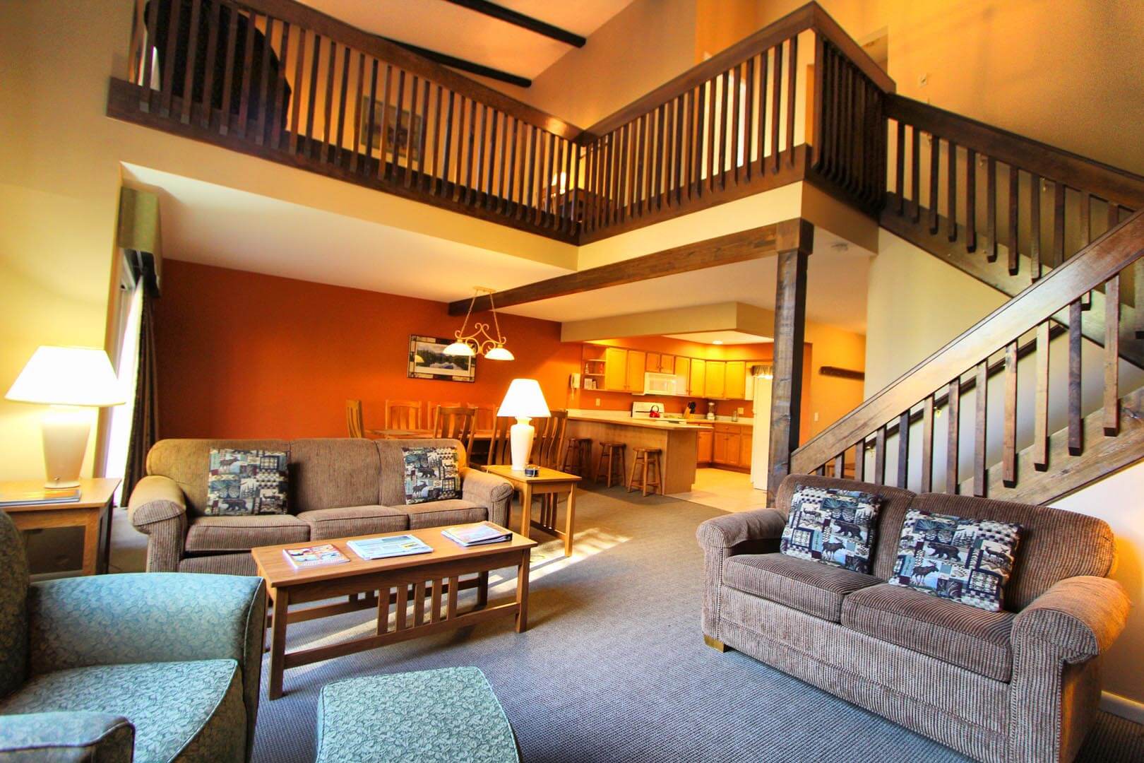 A spacious two story unit at VRI's Lake Placid Club Lodges in New York.